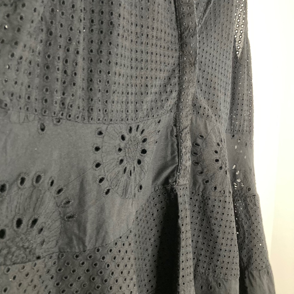 Grace Elements Black Eyelet Sleeveless Tiered Peplum Top - 100% Cotton - Size L - Picture 6 of 7